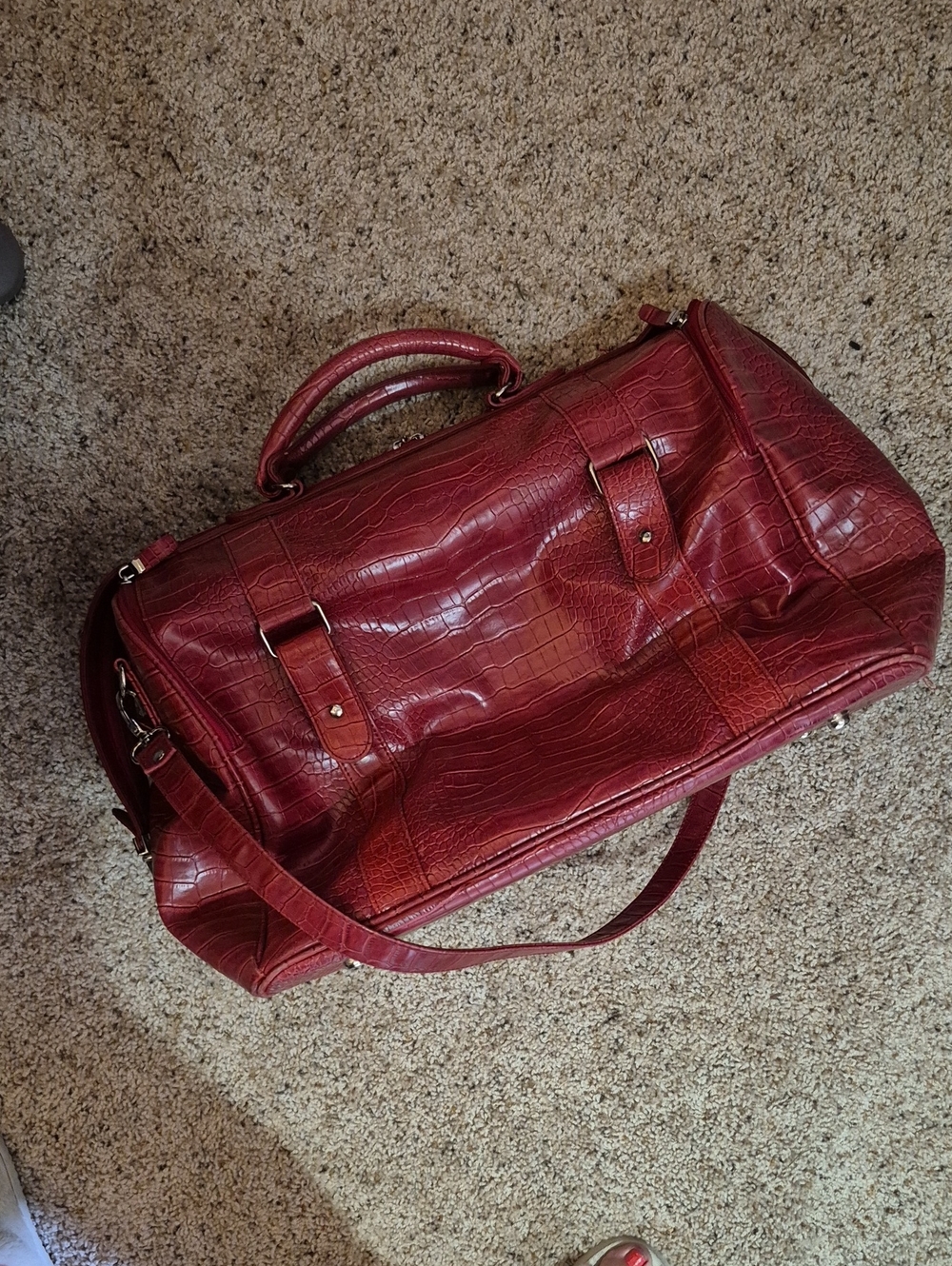 Bath & Body Works Red Croc-Embossed Travel Duffel